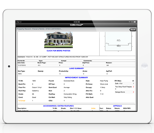 Landscape view of iPad displayed data collection.